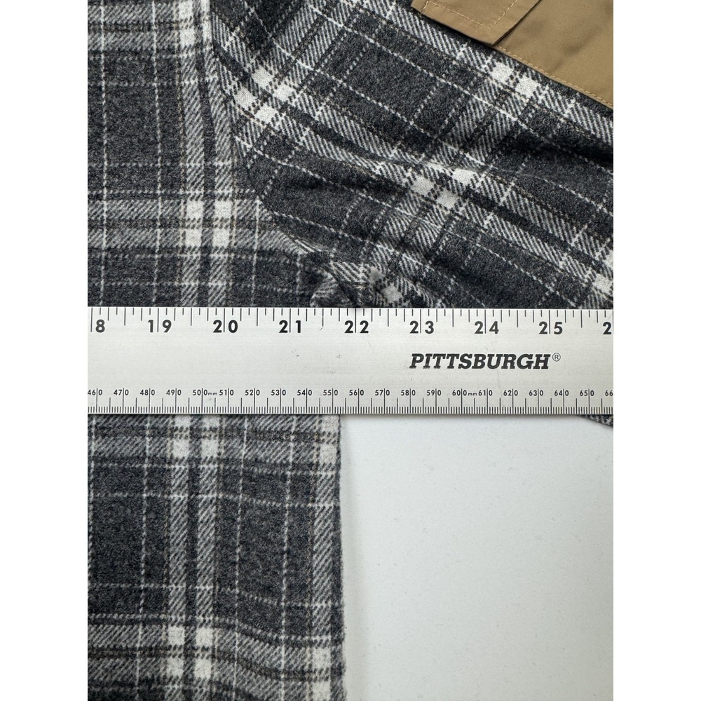 DKNY Shirt L/G Mens Can-Am Plaid Flannel Shirt in Grey & Tan - Picture 5 of 7
